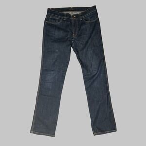 Nudie Jeans Men's 36x34 Slim Jim Dark Navy Blue Jeans Organic Dry Stretch